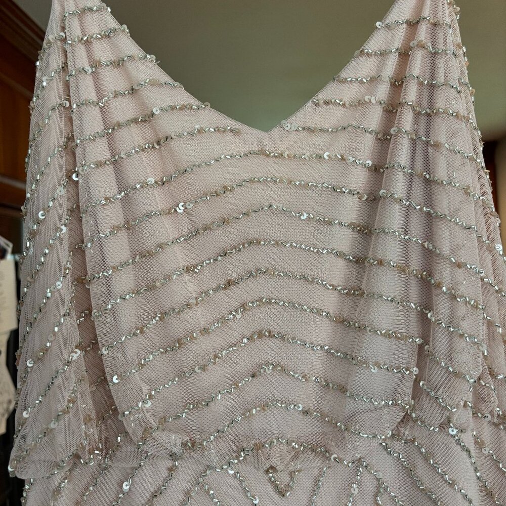 Adrianna Papell Long Blouson Dress-Blush Size 6 - Picture 3 of 6